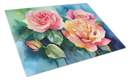 NEW New York Roses in Watercolor Glass Cutting Board Decorative Tempered Glass Kitchen Cutting and Serving Board Large Size Chopping Board