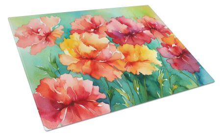 NEW Ohio Scarlet Carnations in Watercolor Glass Cutting Board Decorative Tempered Glass Kitchen Cutting and Serving Board Large Size Chopping Boa
