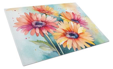 NEW Gerbera Daisies in Watercolor Glass Cutting Board Decorative Tempered Glass Kitchen Cutting and Serving Board Large Size Chopping Board